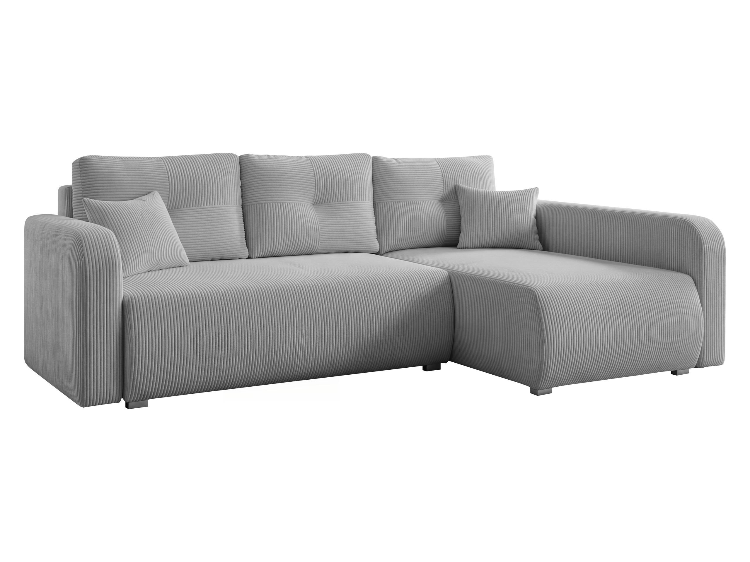 ECKSOFA Viena Cord, Seite: Rechts - Silberfarben/Hellgrau, Holz/Kunststoff (234/145cm) - MIRJAN24