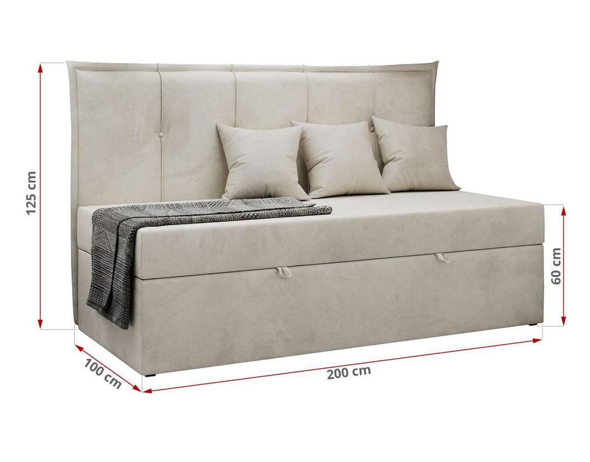 BOXBETT BANCO 90/200 Beige Velvet hydrophob - H3 - Beige, Holz/Textil (90/200cm) - MKS