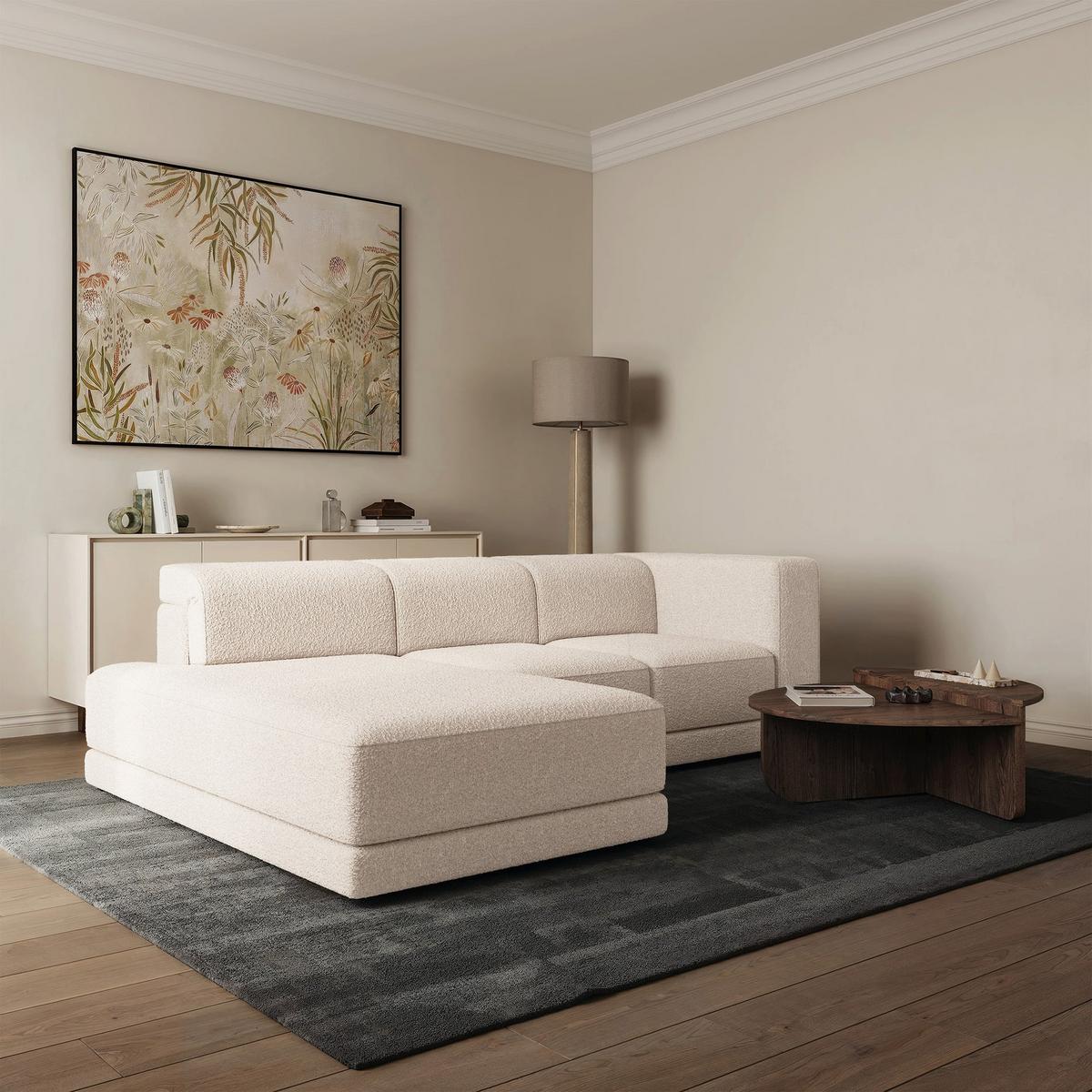 ECKSOFA Novals L-Form, 4-Sitzer, links 278 cm - Creme/Schwarz, Holz/Kunststoff (278/168cm) - Selsey