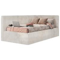 POLSTERBETT TILVO 90/200 - Beige Cord - Ohne Matratze - Rechts - Beige, Textil (200/90cm) - MKS