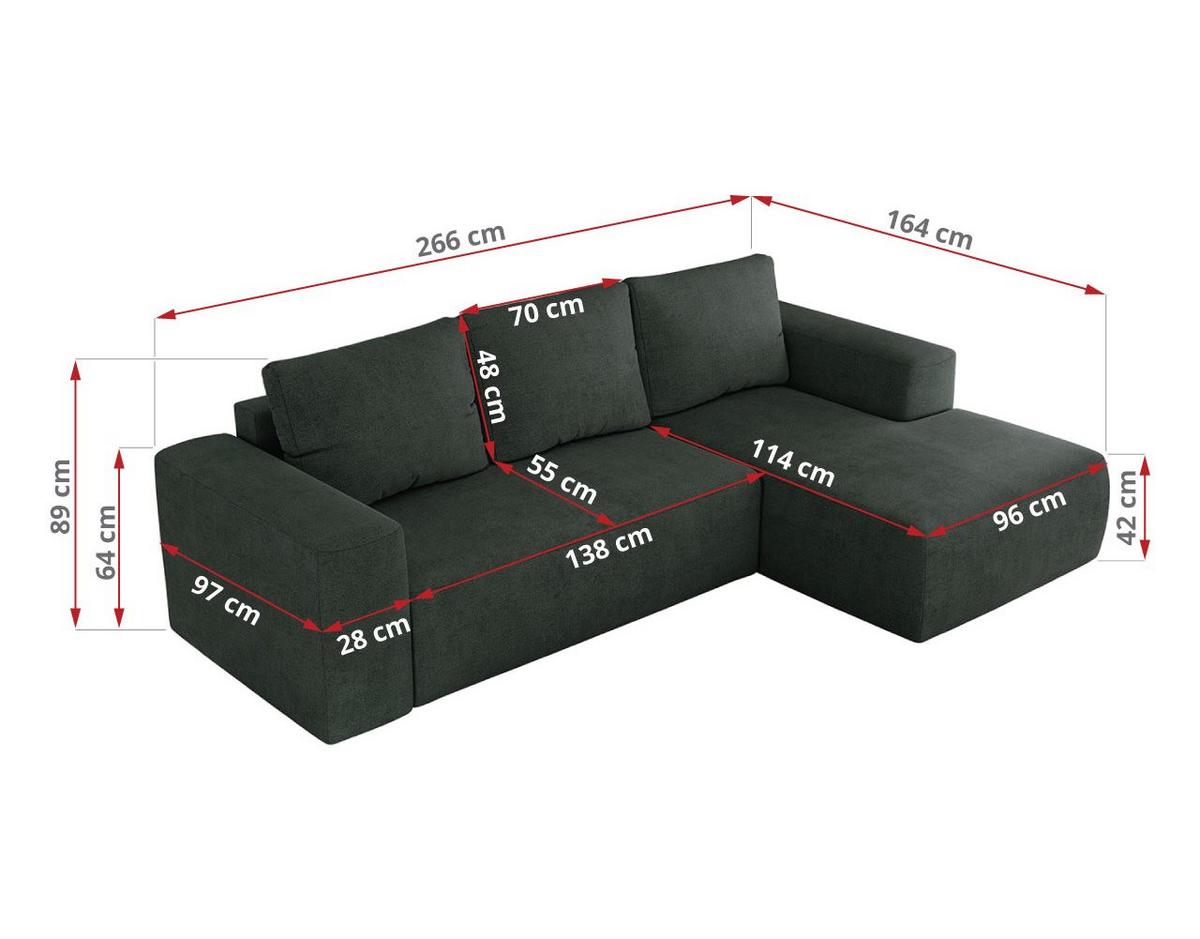 ECKSOFA TRENTINO L Dunkelgrau Stukture - Links - Dunkelgrau/Schwarz, Kunststoff/Textil (266/164cm) - MKS