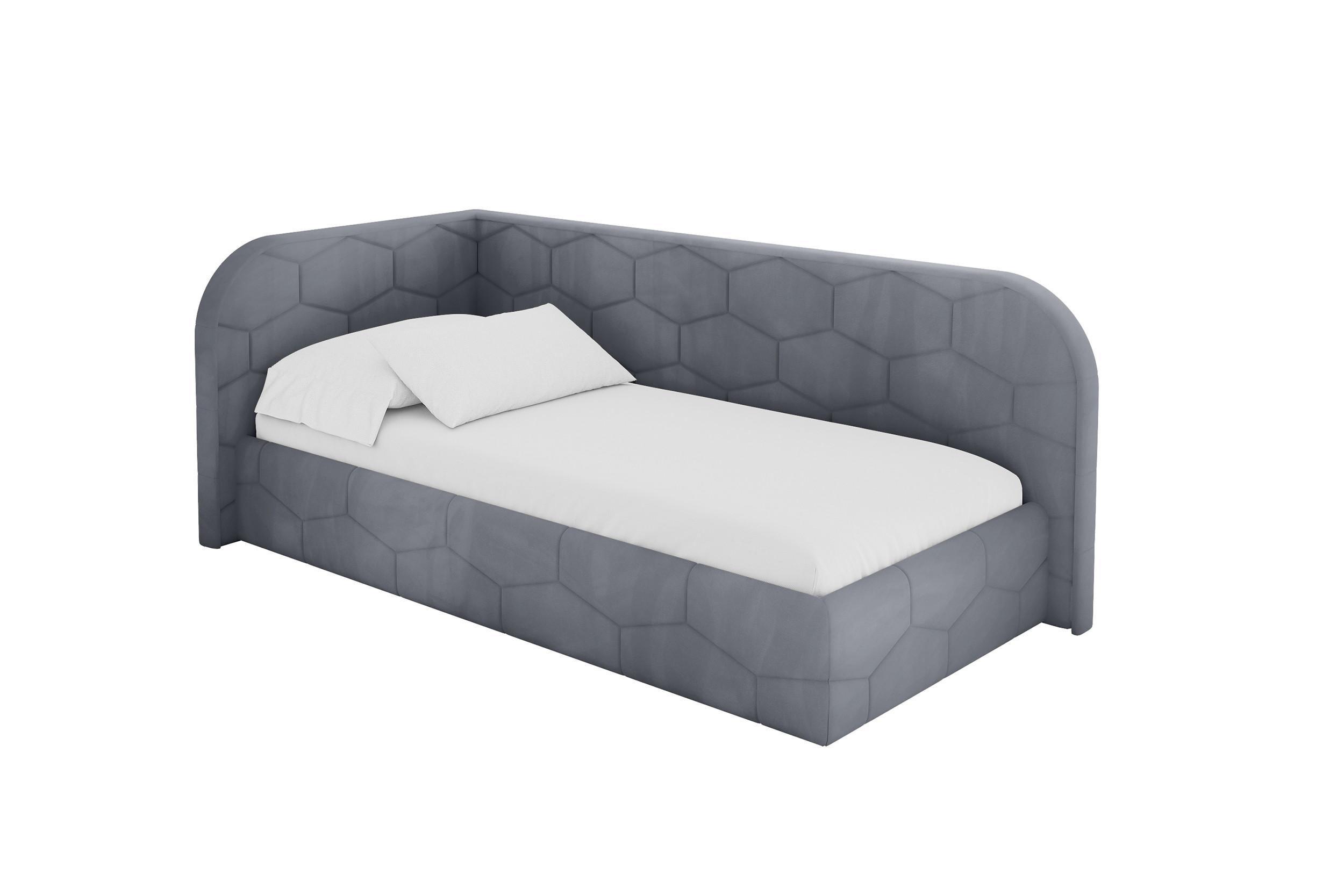 EINZELLBETT Jugendbett mit Bettkasten und Matratze H3/H4, Rechts - JAXY 100x200 Grau - Blaugrau, Holzwerkstoff/Textil (100/200cm) - ALTDECOR