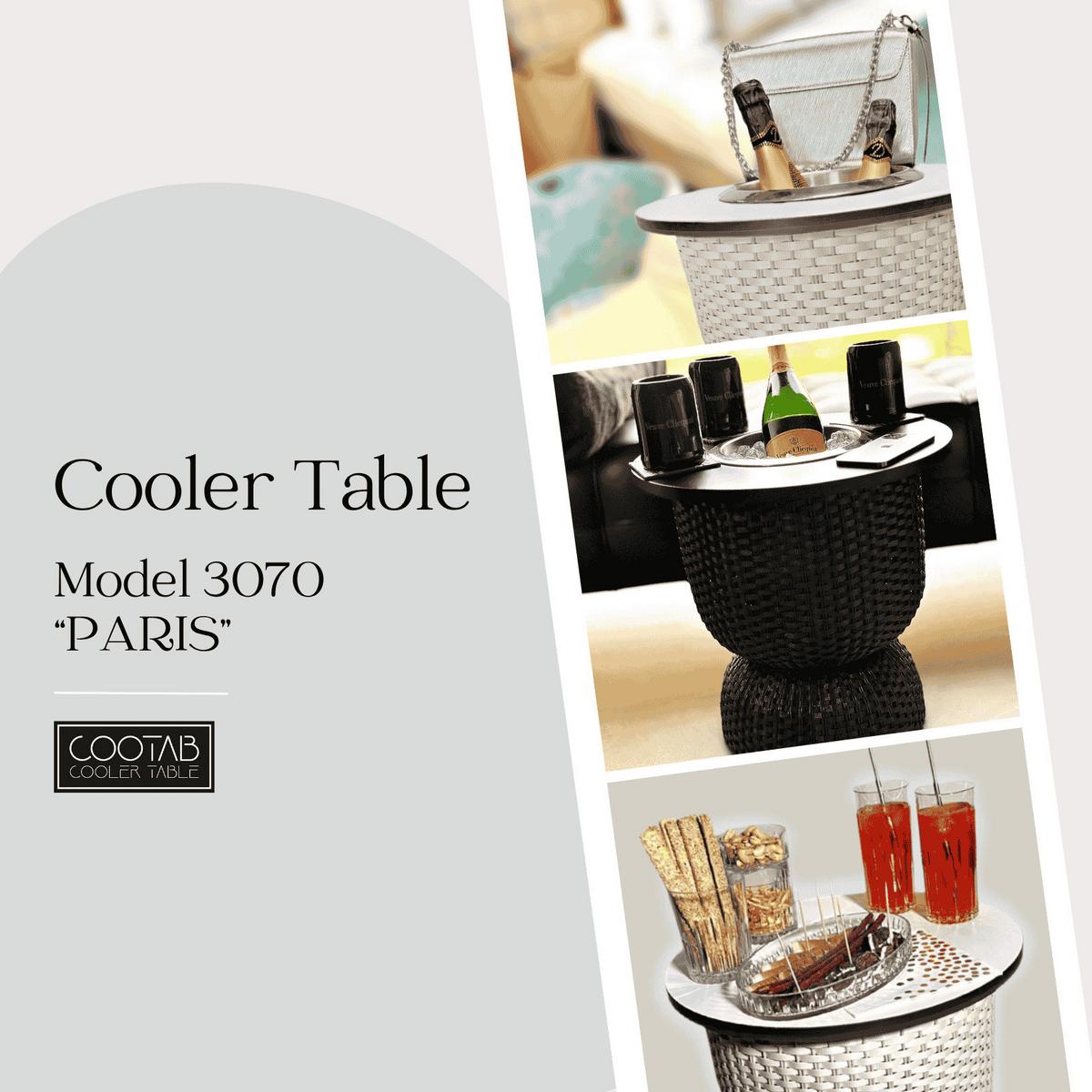 3-IN-1 LOUNGETISCH MIT EDELSTAHL-KÜHLER Paris Schwarz/Champagner 43 cm - Champagner/Schwarz, Kunststoff/Metall (41/41/43cm) - COOTAB Cooler Table