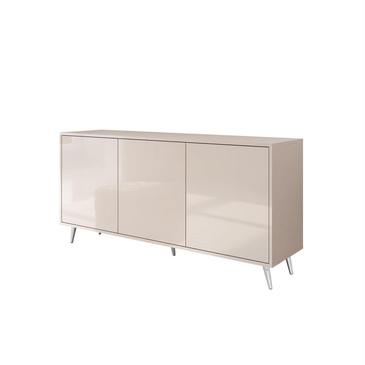 KOMMODE SANAYI Kaschmir Hochglanz – schräge silberne Beine - Kaschmir/Silberfarben, Holzwerkstoff (154/72/40cm) - Lookway