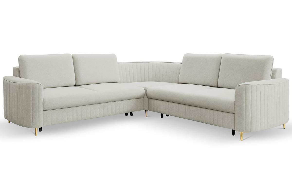 ECKSOFA VELA L-S Hellgrau Velours-Stoff mit Schlaffunktion - Hellgrau, Holz (251/251cm) - MASSENO