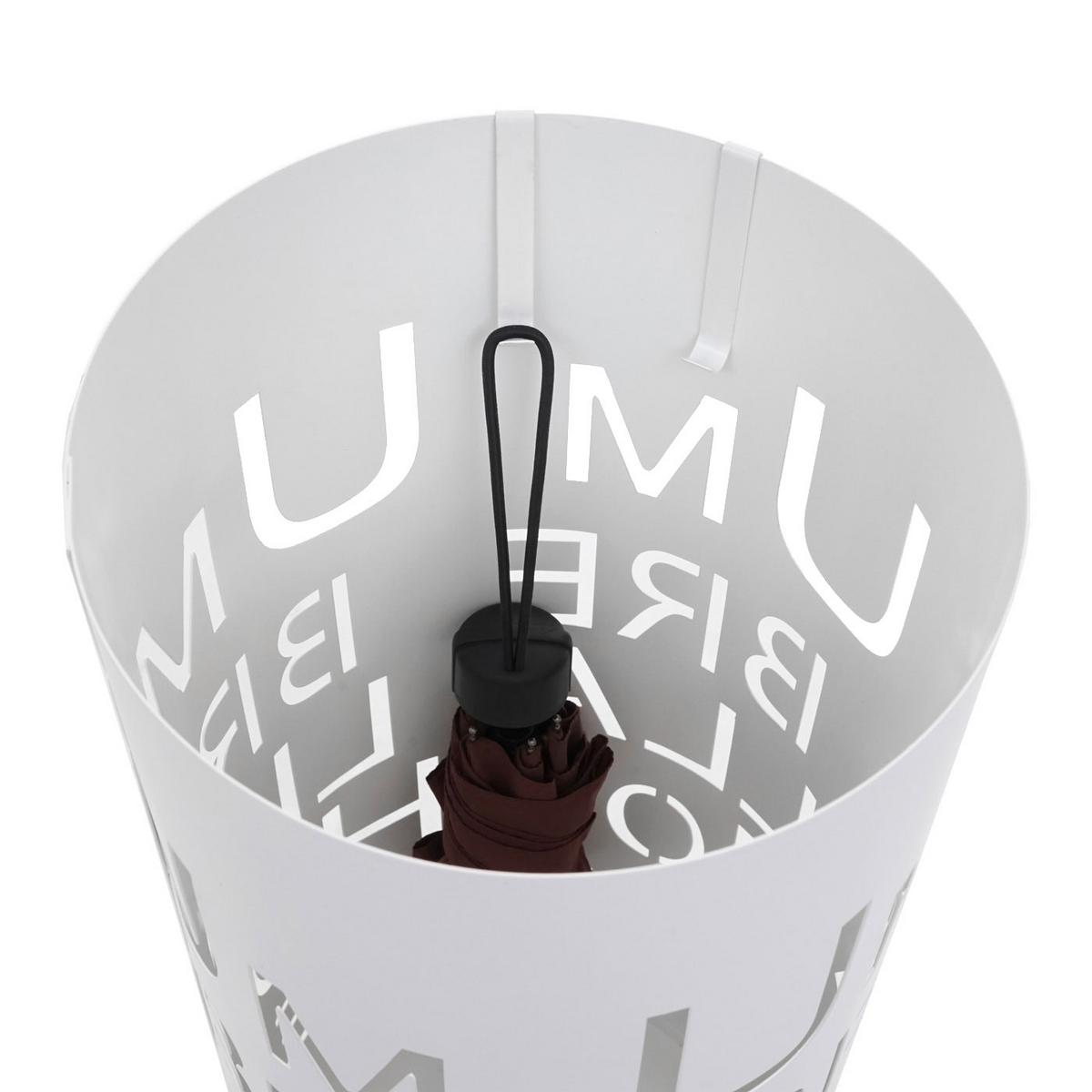 SCHIRMSTÄNDER SCHRIFT WEIß Weiß - Weiß, Metall (22/55/22cm) - MCW