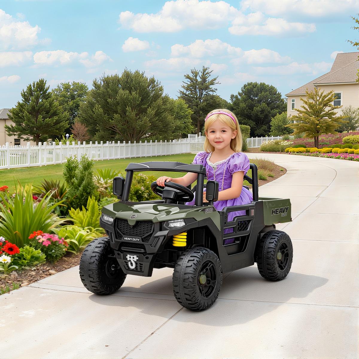 KINDER-ELEKTROAUTO 12V mit Fernbedienung, 2 Motor Grün - Grün, Kunststoff (105/60/60cm) - AIYAPLAY