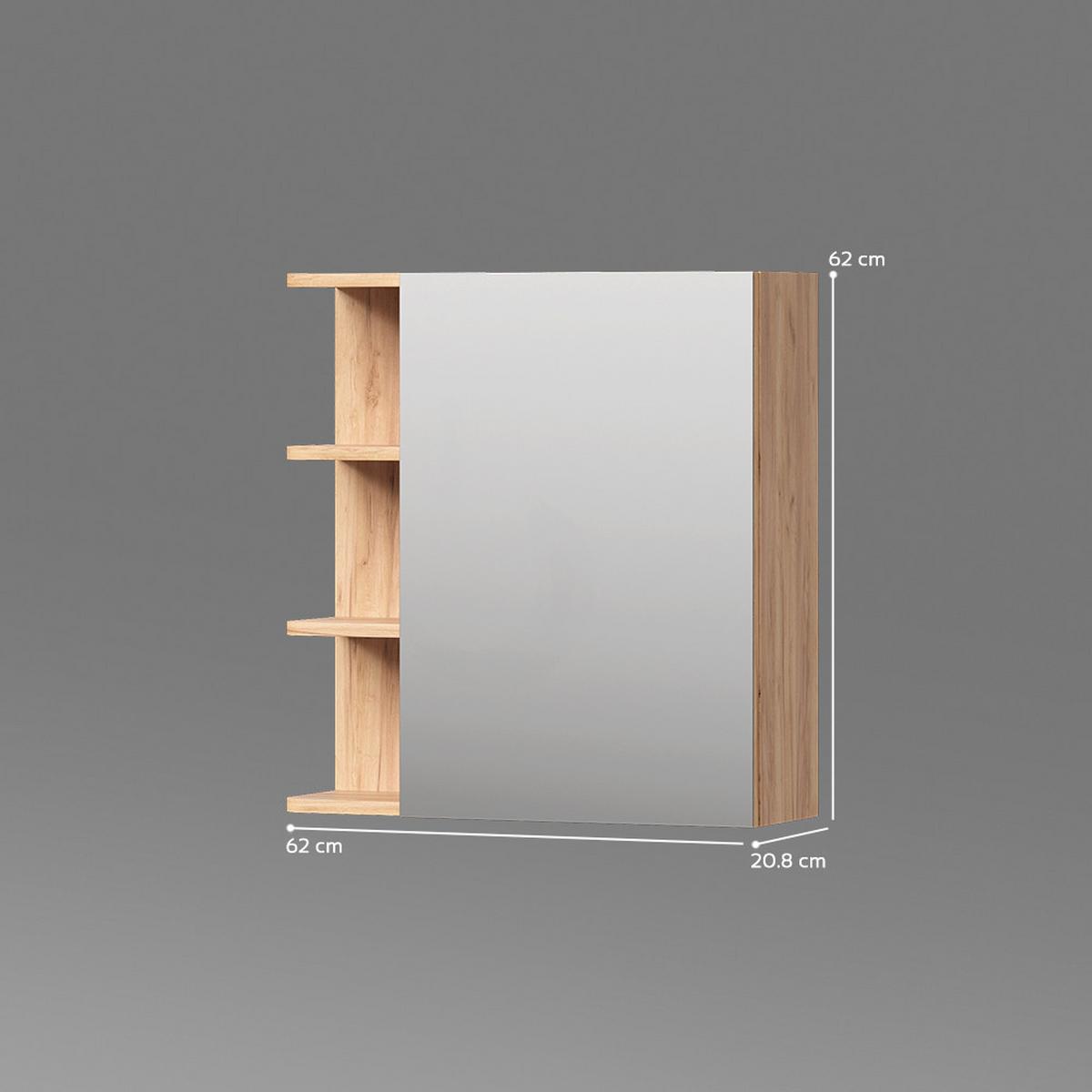 SPIEGELSCHRANK Fucino Goldkraft Eiche 62 x 64 cm - Honigeiche, Holzwerkstoff (62/64/20.8cm) - Livinity®