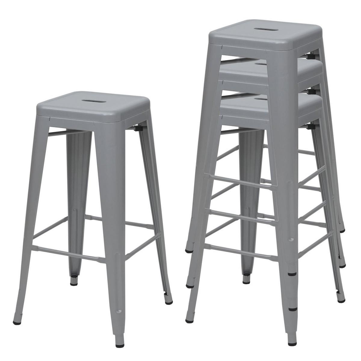 BARHOCKER METALL Grau 4er-Set - Grau, Metall (43/77/43cm) - MCW