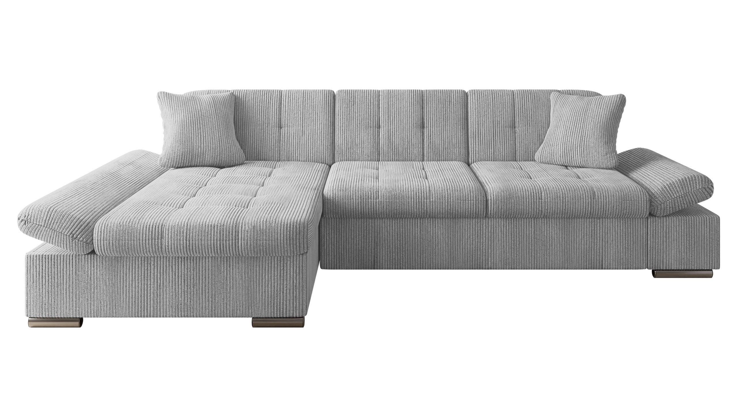 ECKSOFA Montana Cord, Seite: Links - Hellgrau, Holz/Textil (278/161cm) - MIRJAN24