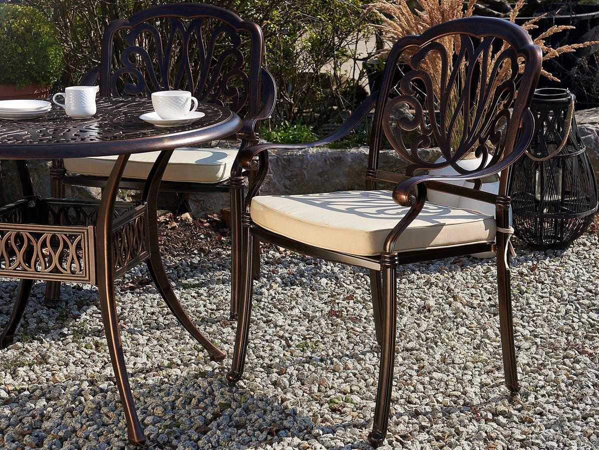 GARTENSTUHL 4er-Set Aluminium dunkelbraun Ancona - Dunkelbraun, Metall (68/97/65cm) - Beliani