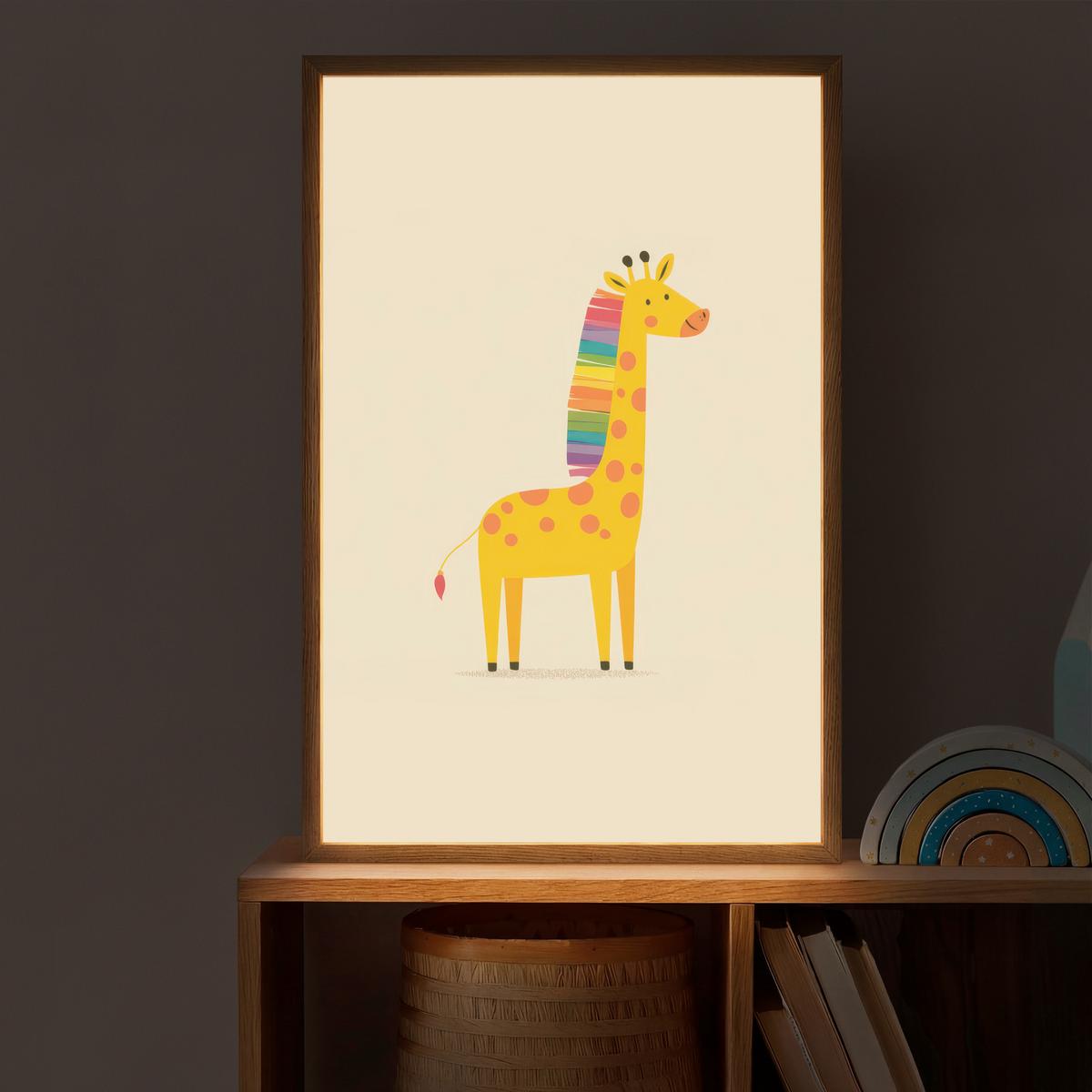 NACHTTISCHLAMPE MIT AKKU Giraffe - Regenbogenmähne - Beige 40x60 cm - Beige, Holzwerkstoff (8/40/60cm) - OnlyWow