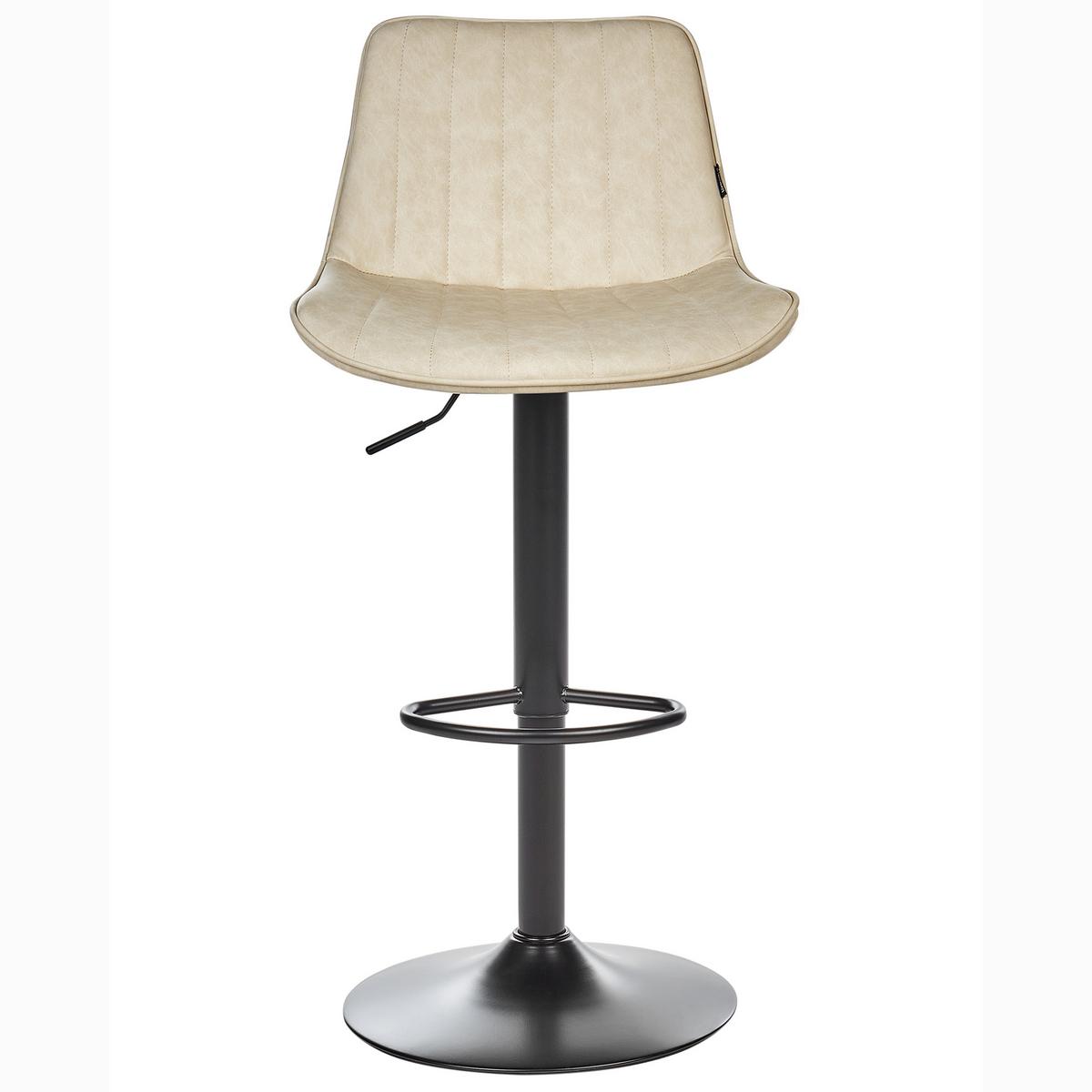 BARHOCKER 2er-Set Kunstleder Helles Beige Dubrovnik - Beige/Schwarz, Kunststoff (51/88/54cm) - Beliani