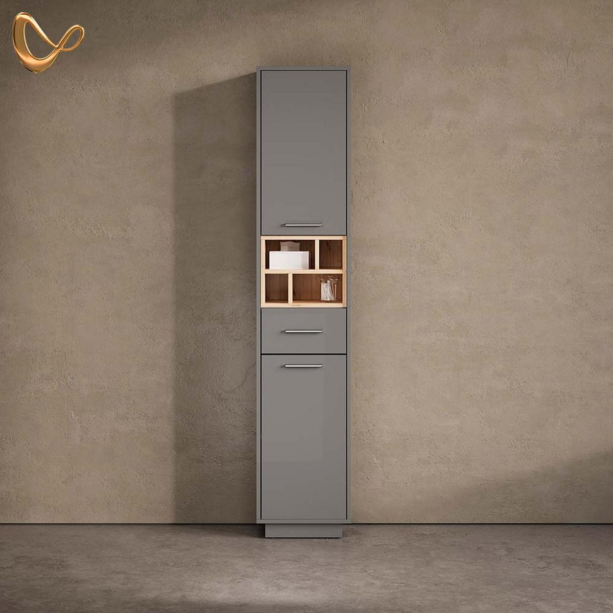BADSCHRANK Temo Anthrazit 38 x 190 cm - Anthrazit, Holzwerkstoff (38/190/30cm) - Livinity®