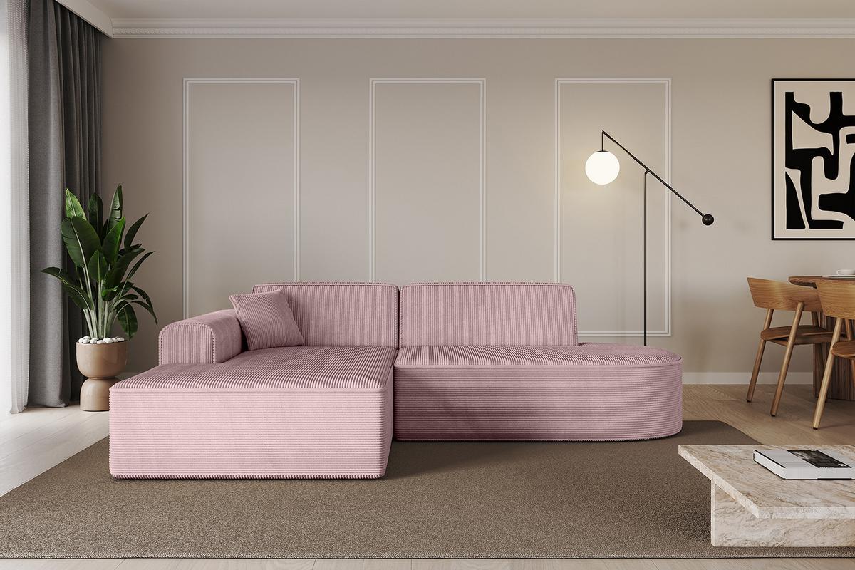 ECKSOFA Ottomane Links IREA-L1-v3 - 232x165x77 cm Rosa - Rosa, Holzwerkstoff/Textil (232/165cm) - ALTDECOR