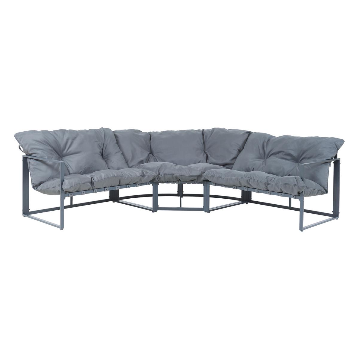GARTENMÖBEL-SET 4 TLG. Karg - Dunkelgrau/Schwarz, Glas/Kunststoff - casa.pro
