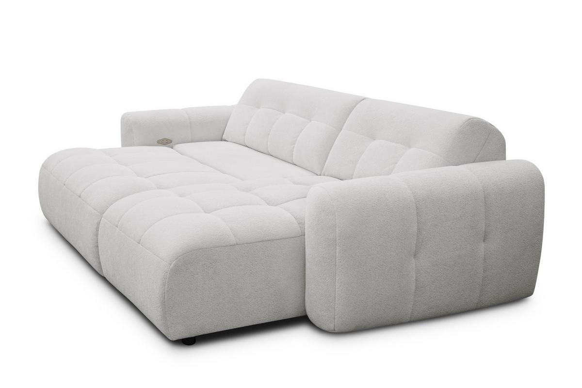 ECKSOFA LUMERO 4-Sitzer RECHTS, hellgrau - Hellgrau/Schwarz, Holz/Textil (275/166cm) - Courtois Laville