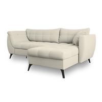 ECKSOFA MOLLIS Creme Geflochtener-Stoff mit Schlaffunktion - Creme, Holz (241/154cm) - MASSENO