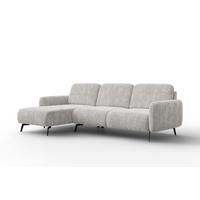 ECKSOFA FEBE 4-Sitzer LINKS, hellgrauer Chenille-Stoff - Hellgrau/Schwarz, Holz/Textil (264/157cm) - Wozimo