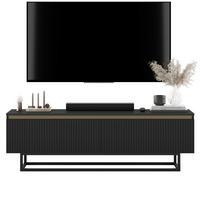 TV-SCHRANK Selene Schwarz Matt mit Metallrahmen 140 cm - Schwarz, Holzwerkstoff/Metall (140/44/35cm) - Meble Lindner