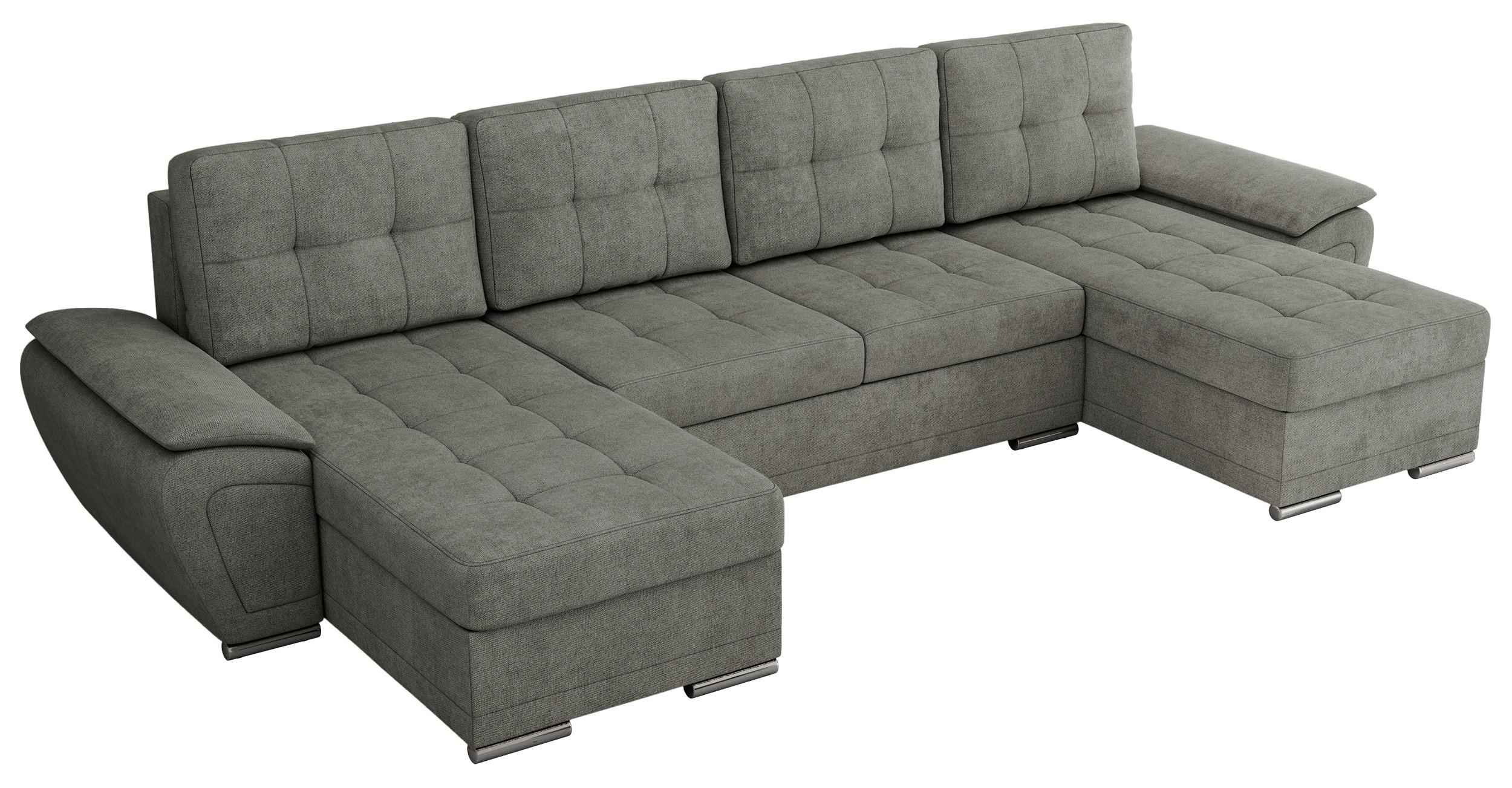 WOHNLANDSCHAFT UMBRIA U Grau Stukture - Grau, Textil/Metall (336/85/157cm) - MKS