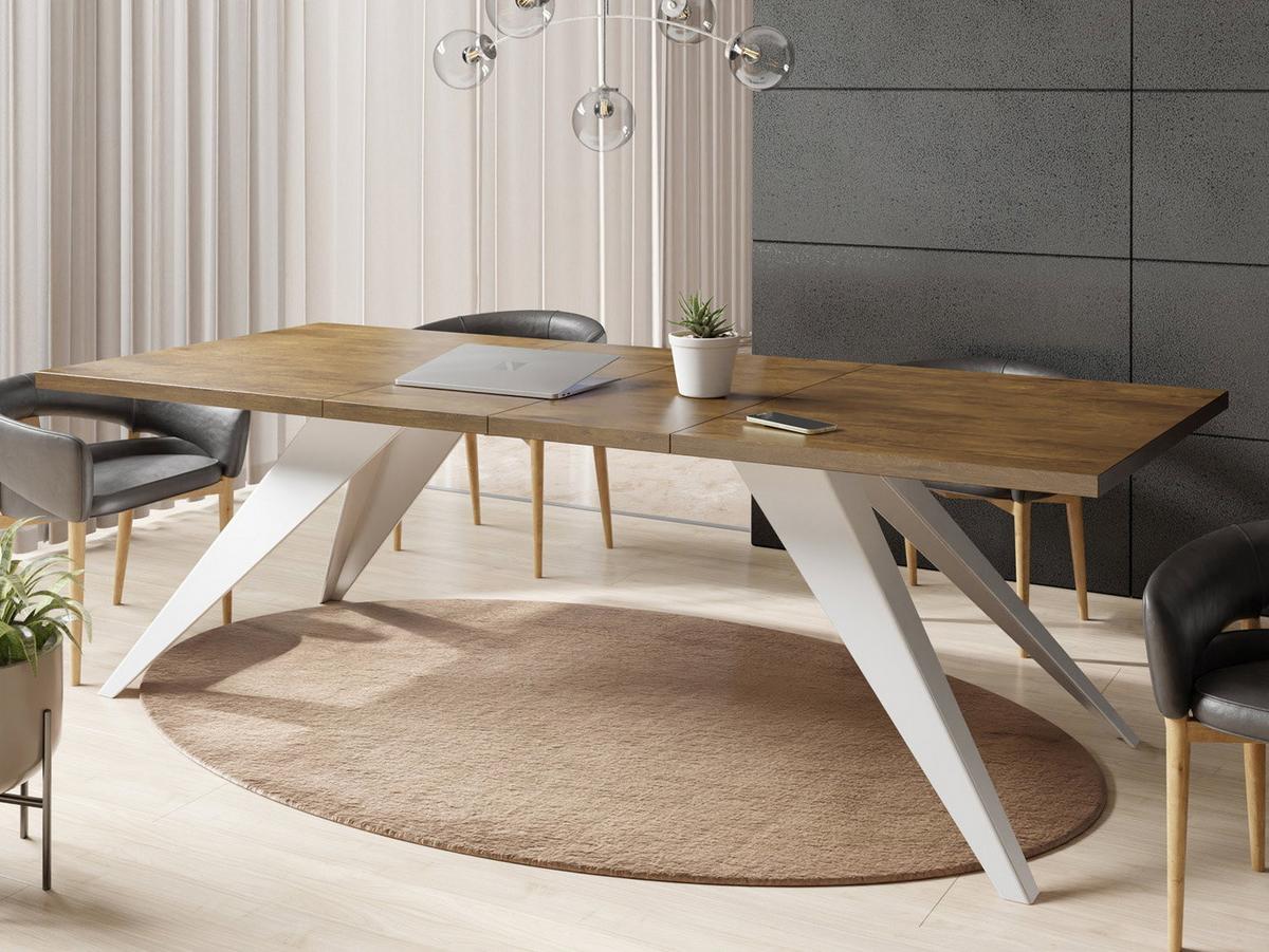 ESSTISCH Vance Weiß rechteckig ausziehbar, Lefkas Eiche 140-240/80/76 cm - Alteiche/Weiß, Holzwerkstoff/Metall (80/240/76cm) - WFL GROUP