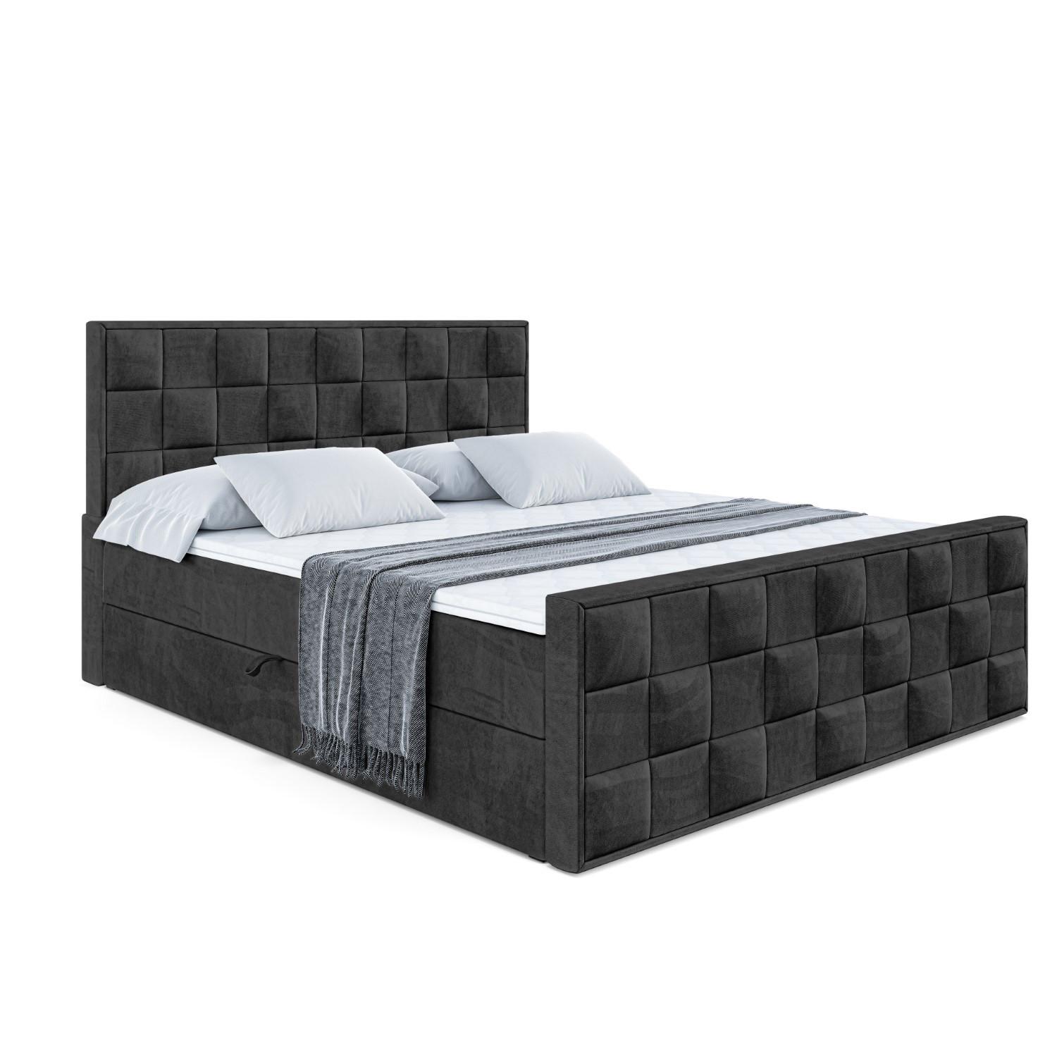 BOXBETT ZAFIRA - 180x200 - H4 - Schwarz - Schwarz, Holzwerkstoff (180/200cm) - ALTDECOR
