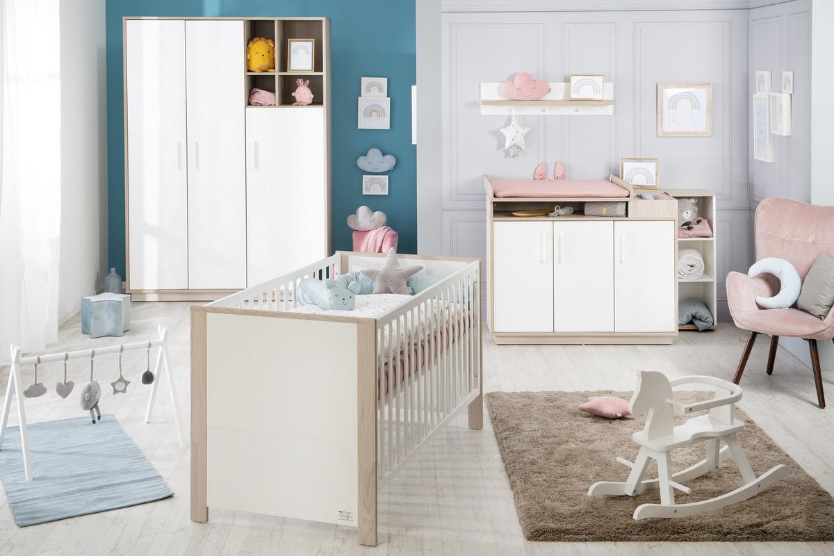 BABYZIMMER-SET Olaf 3-teilig - Weiß, Holzwerkstoff (76/82/142.5cm) - Roba