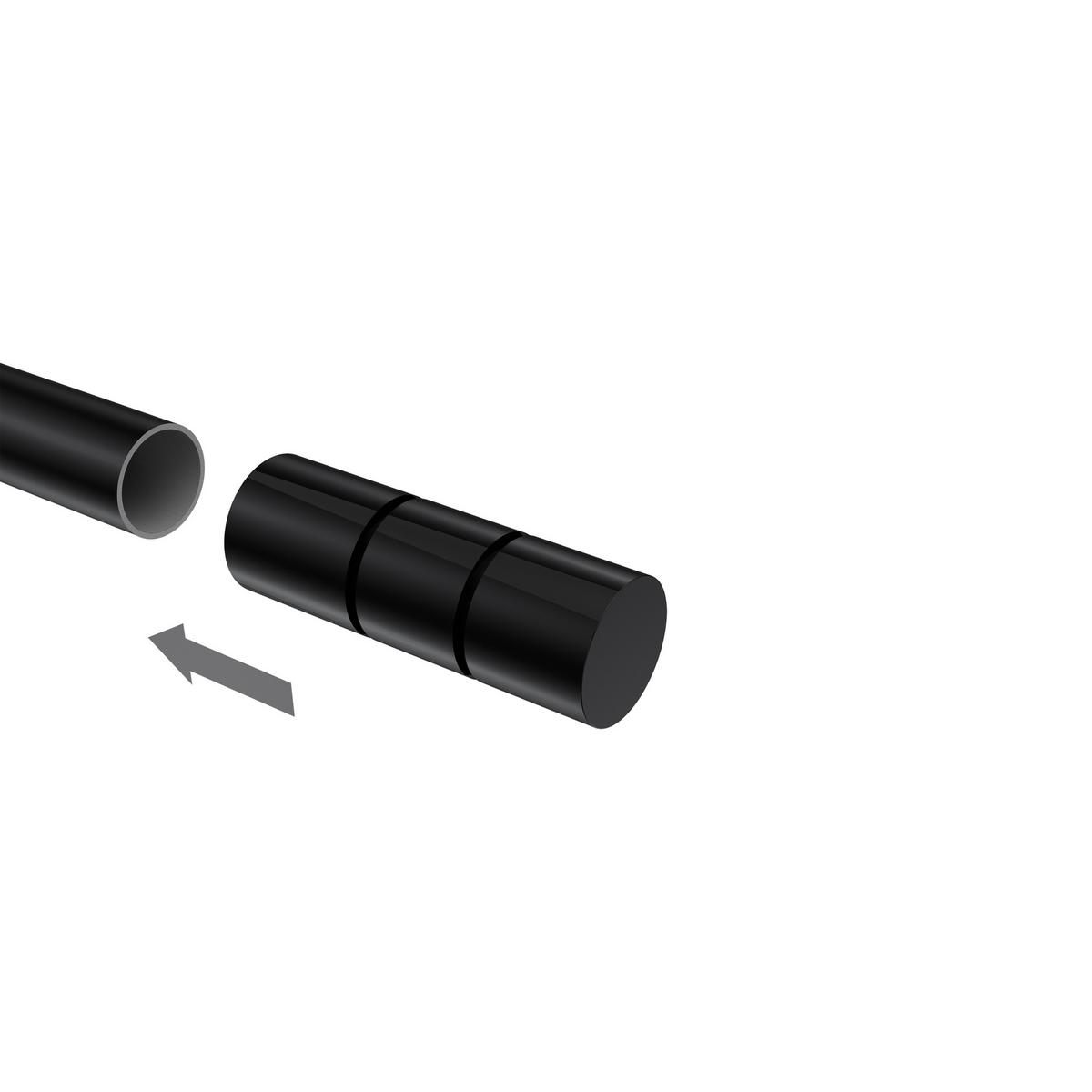 ENDSTÜCKE FÜR GARDINENSTANGEN 20 mm Ø, Elanto Schwarz, Packung 2 Stück - Schwarz, Metall (6.4/2.4/2.4cm) - INTERDECO
