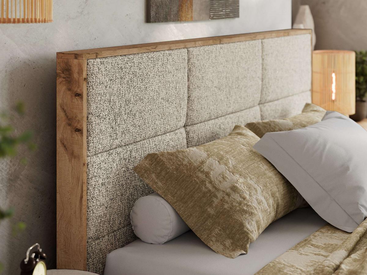 POLSTERBETT LERIO CLASSIC 200/200 - Dunkelbeige Strukture - Multipocket-Matratze - Bronzefarben, Textil (200/200cm) - MKS