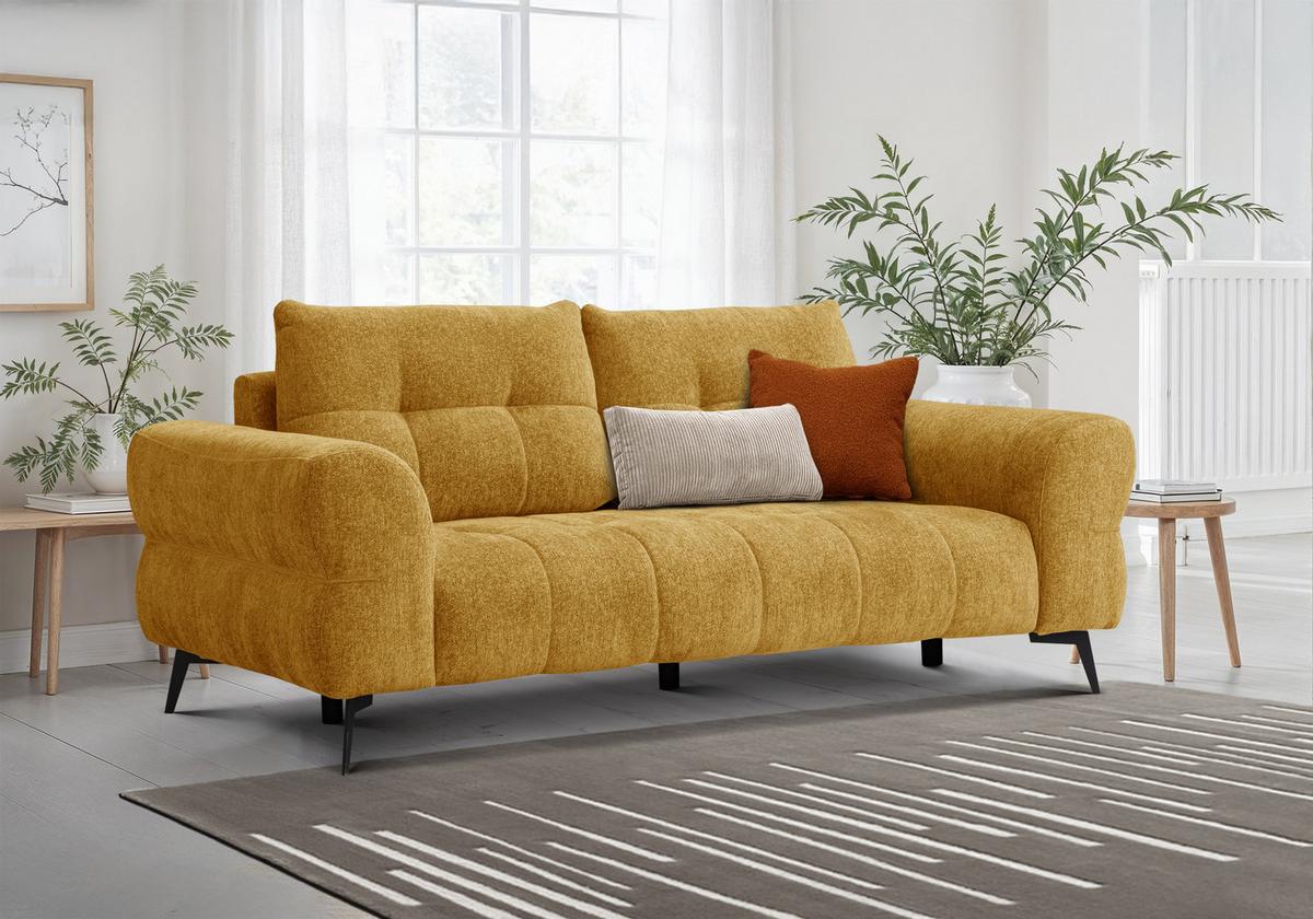 SOFA SALVINI 3-Sitzer, gelb - Gelb, Holz/Textil (237/88/99cm) - Wozimo