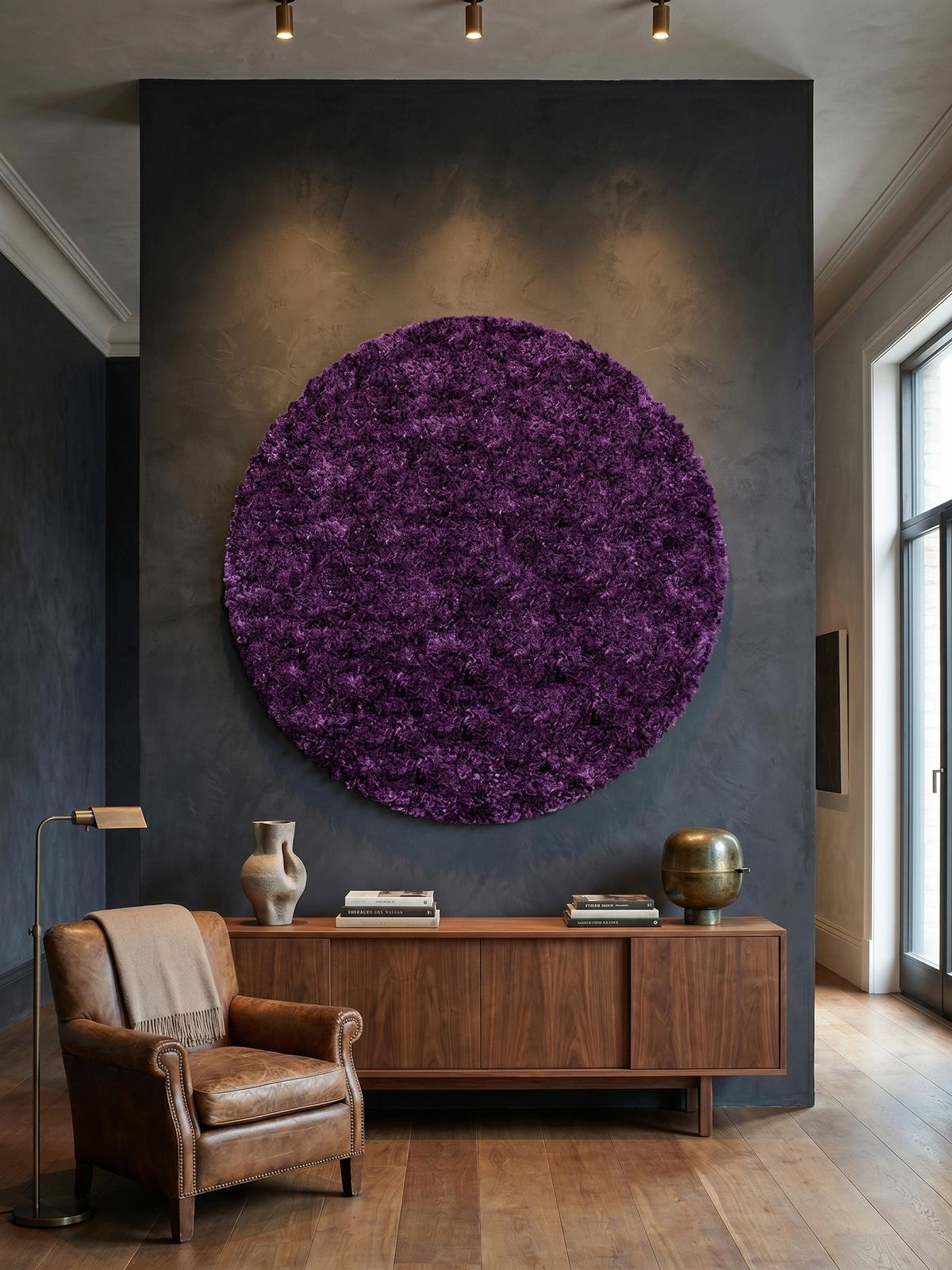 HOCHFLORTEPPICH SALZACH, einfarbig, aus Polypropylen, Violett, Ø 160 cm - Lila, Textil (160/160cm) - KADIMA DESIGN
