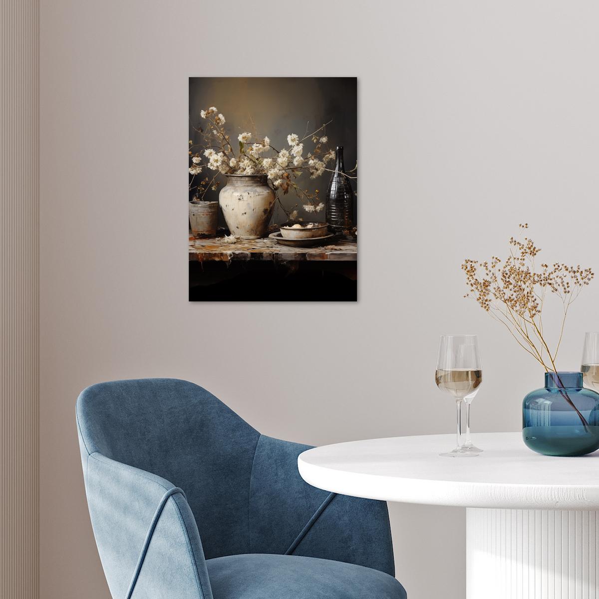 POSTER Stilleben - Blumen - Blumenstrauß - Vase - Wein Wandbilder 30x40 cm - Schwarz, Papier (30/40/0.1cm) - MuchoWow