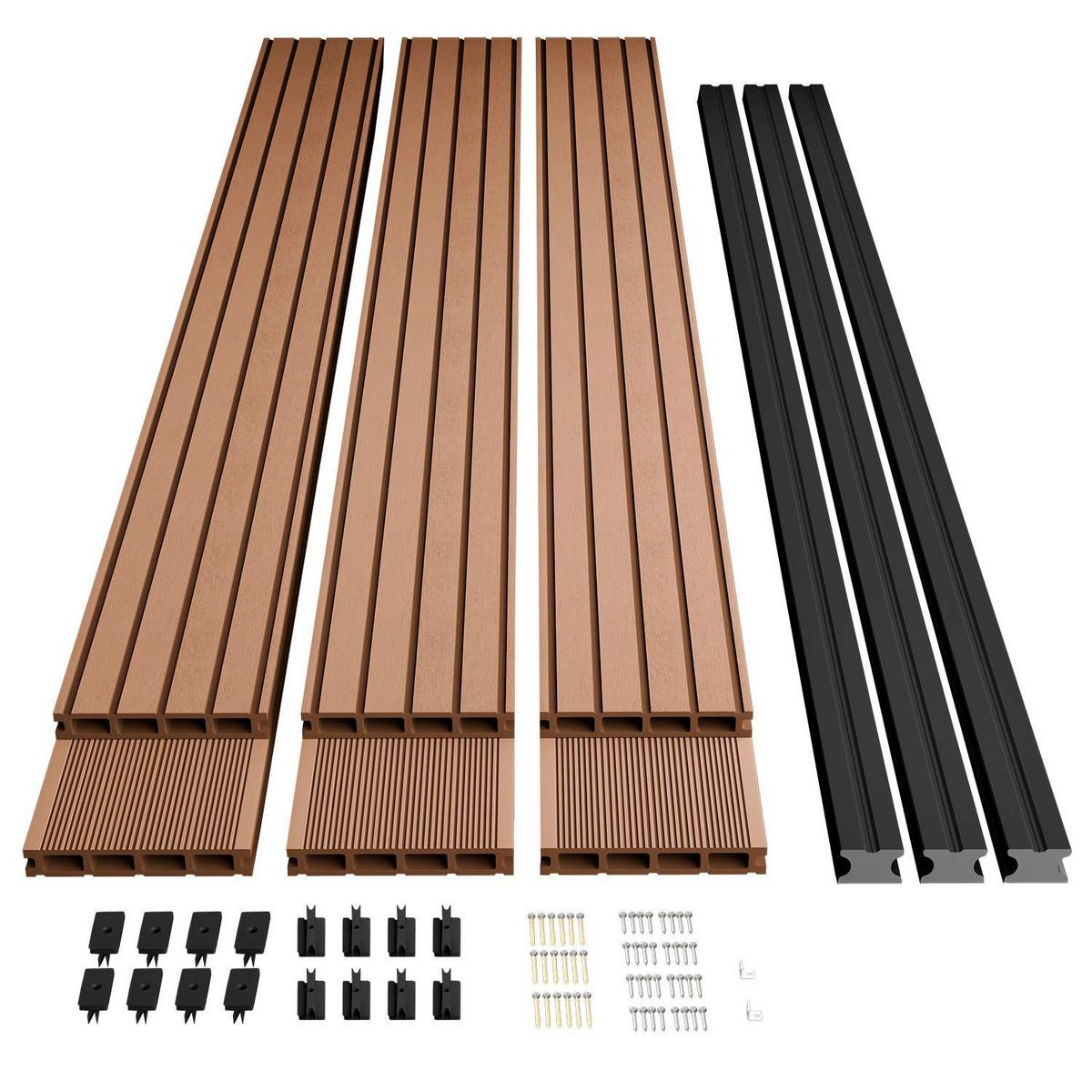 TERRASSENDIELEN WPC Teak 2 m² - Teakfarben, Kunststoff (220/14.6/2.5cm) - Juskys