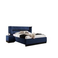 POLSTERBETT Hamilton Magic Velvet Set.2 - Dunkelblau, Holzwerkstoff/Textil (140/200cm) - Fun Möbel