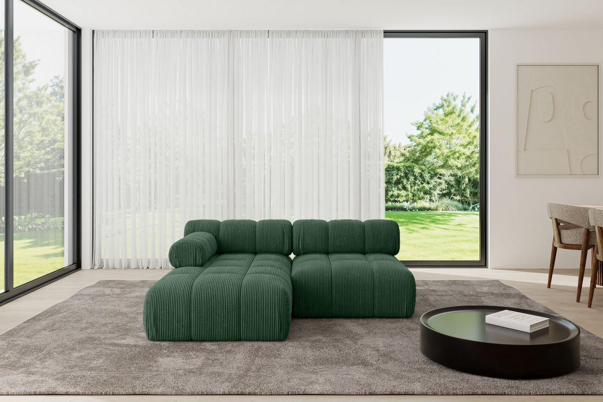 ECKSOFA modulares Sofa Razon-L1 - 190x160x70 cm Grün Cord - Grün, Holzwerkstoff/Textil (190/160cm) - ALTDECOR