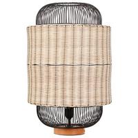 TISCHLEUCHTE Naturfarben/Schwarz/Beige Tanganyika - Beige/Schwarz, Naturmaterialien (35/35/55cm) - Beliani