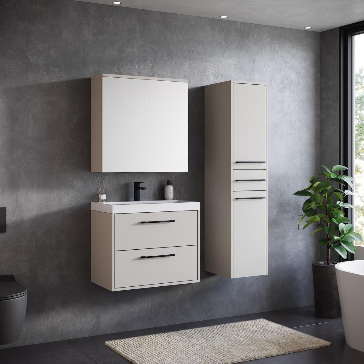 BADMÖBEL-SET Florence 4 Teile Cashmere - 60 x 35 x 51 cm - Kaschmir, Holz (60/51/35cm) - Badplaats