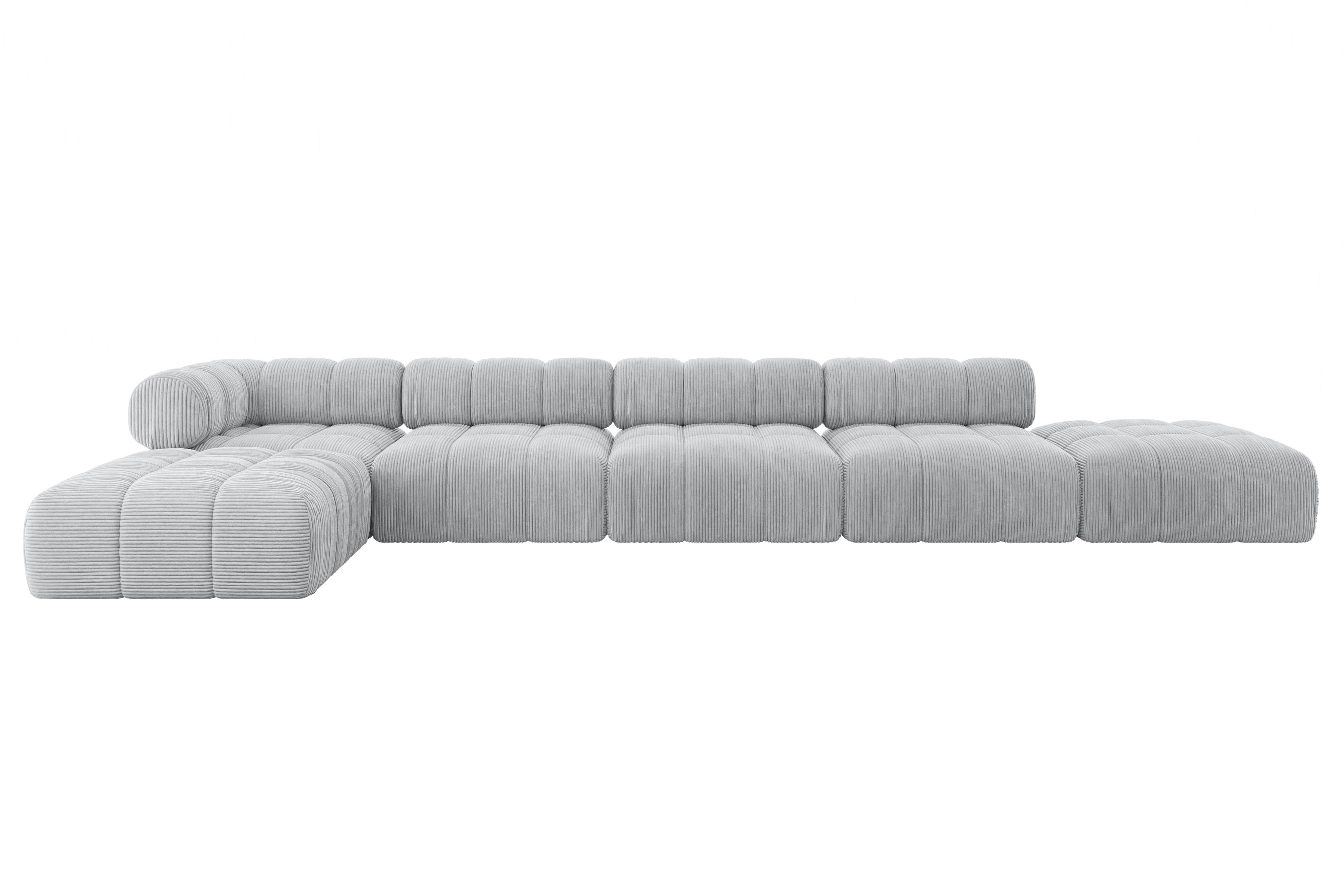 ECKSOFA modulares Sofa Kerru-L3 - 475x190x70 cm Grau Cord - Grau, Holzwerkstoff/Textil (475/190cm) - ALTDECOR