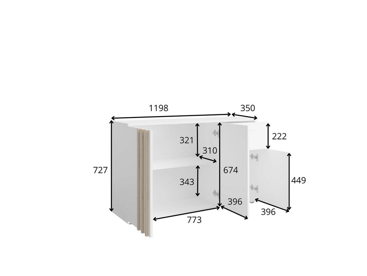 KOMMODE Schwarz 120/73/35 - Schwarz, Holzwerkstoff (120/73/35cm) - RAUMHIRSCH FURNITURE