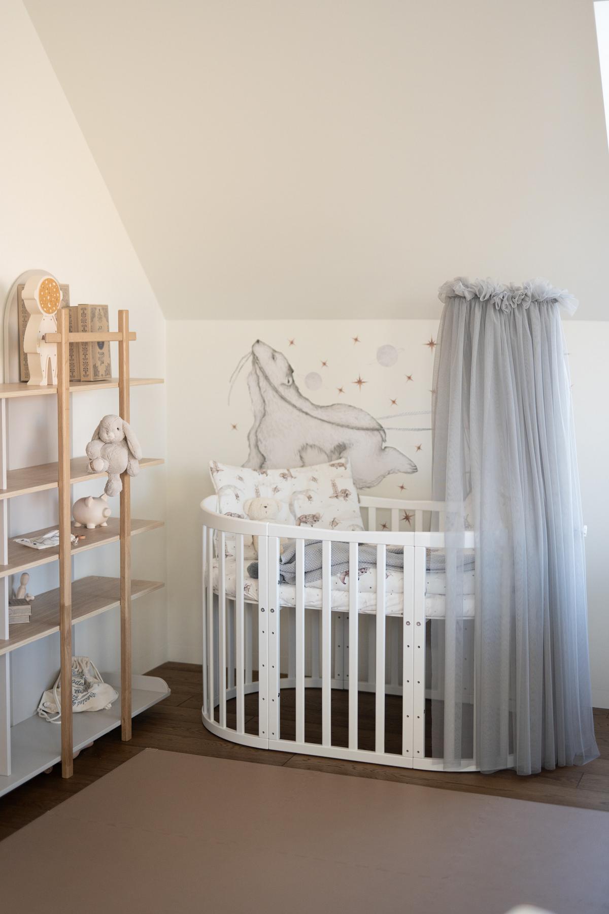 BABY Betthimmel Baldachin mit Himmelstange - Grau, Textil - waldin