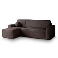 ECKSOFA RAVELO M Braun Velours-Stoff mit Schlaffunktion - Braun/Grau, Holz/Kunststoff (240/140cm) - MASSENO