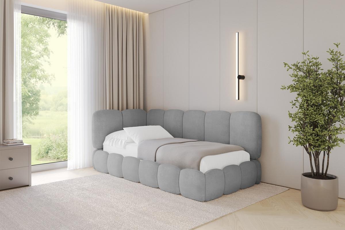 EINZELLBETT Jugendbett mit Bettkasten, Rechts - AVRY 100x200 Grau - Silberfarben/Grau, Holzwerkstoff/Textil (100/200cm) - ALTDECOR