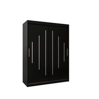 SCHWEBETÜRENSCHRANK 200/150/62 2-türig - Silberfarben/Schwarz, Holz/Kunststoff (150/200/62cm) - Abiks Möbel