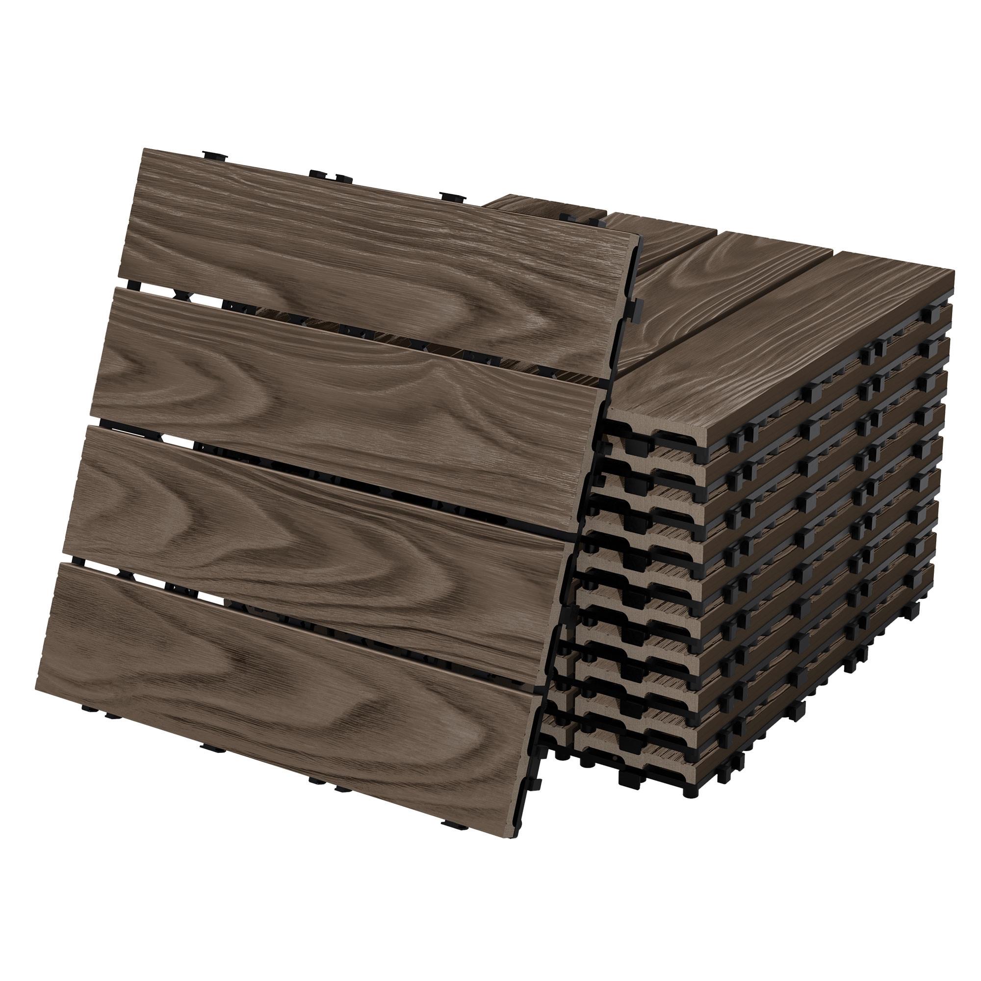 TERRASSENFLIESE Dunkelbraun 55 Stück - Dunkelbraun, Holzwerkstoff (30/30/2cm) - ML-DESIGN