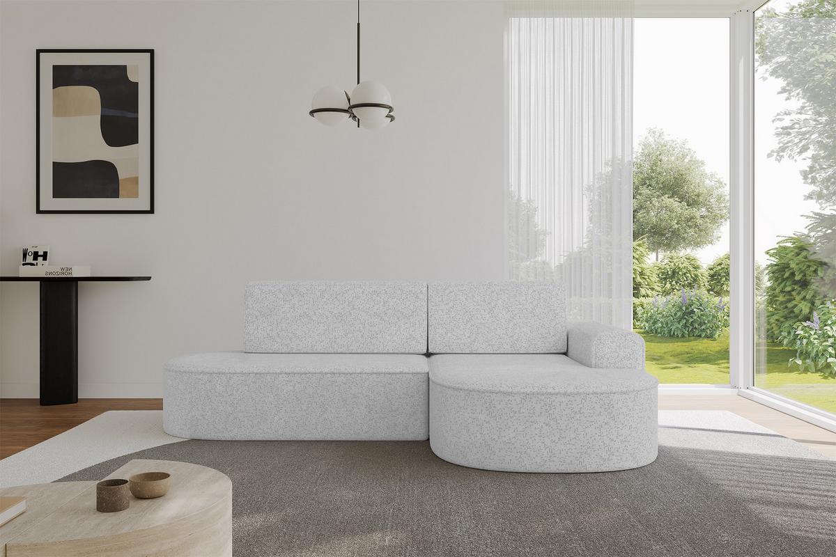 ECKSOFA mit Schlaffunktion und Bettkasten Ottomane Rechts MARI-L1-S - 283x167x73 cm Grau Tissu - Schwarz/Grau, Holzwerkstoff/Kunststoff (167/283cm) - ALTDECOR