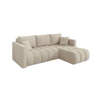 ECKSOFA mit Schlaffunktion Ottomane Rechts GARD-L 226x146x85 Creme Velours - Creme/Schwarz, Holzwerkstoff/Kunststoff (226/146cm) - ALTDECOR