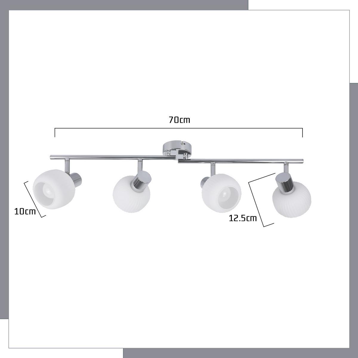 DECKENSTRAHLER Fletcher 4-flammig 70/10/16.5 cm - Weiß, Metall (70/10/16.5cm) - Nettlife