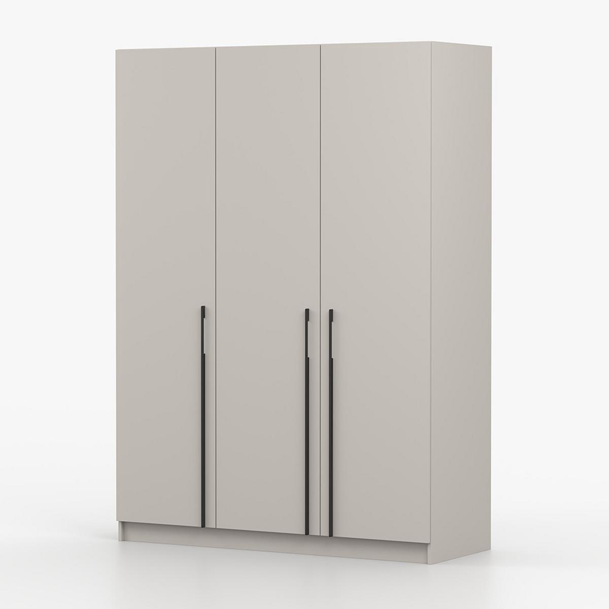 DREHTÜRENSCHRANK ROSA 3D 150/210/55, 3-türig, Kaschmir - Kaschmir/Schwarz, Holzwerkstoff (150/210/55cm) - imoebel24