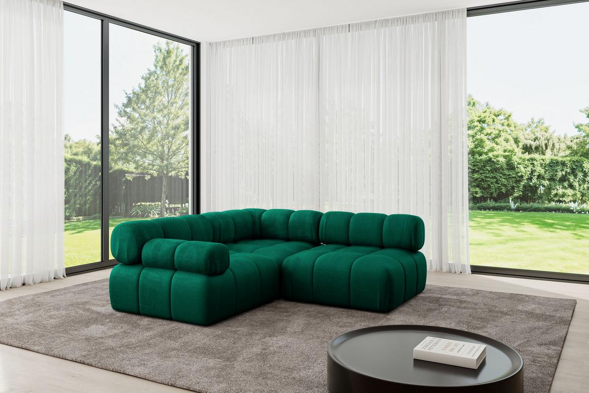 ECKSOFA modulares Sofa Mende-L1 - 190x190x70 cm Dunkelgrün Velours - Dunkelgrün, Holzwerkstoff/Textil (190/190cm) - ALTDECOR
